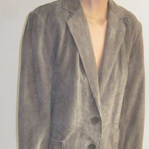 Vintage Alfani Gray Suede Leather Blazer Jacket L